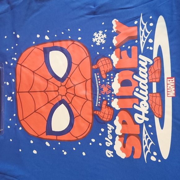 Holiday, Christmas Boys Marvel, Spiderman Shirt with Mini Funko, Sz L, 10/12 - Picture 2 of 4